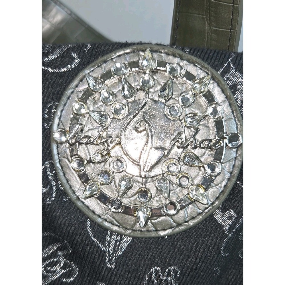 Vtg BabyPhat Y2K Black Shoulder Purse Medallion Metallic Chains Charm 129-050273 - Picture 4 of 12